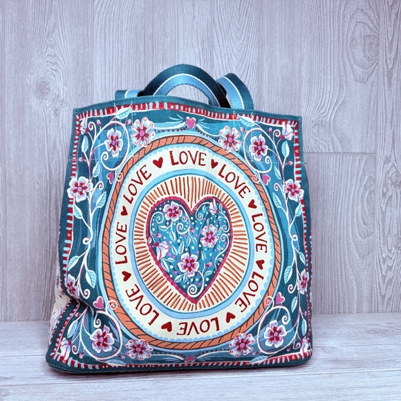 Brighton Bella Tile Tote bag purse “ all you need is love “ beach bag - Picture 8 of 12